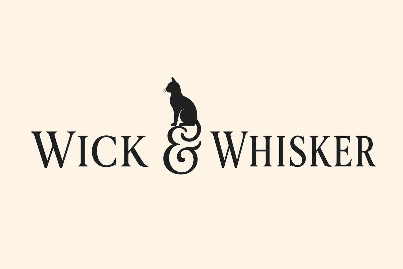 Wick & Whisker wordmark with a cat on the ampersand